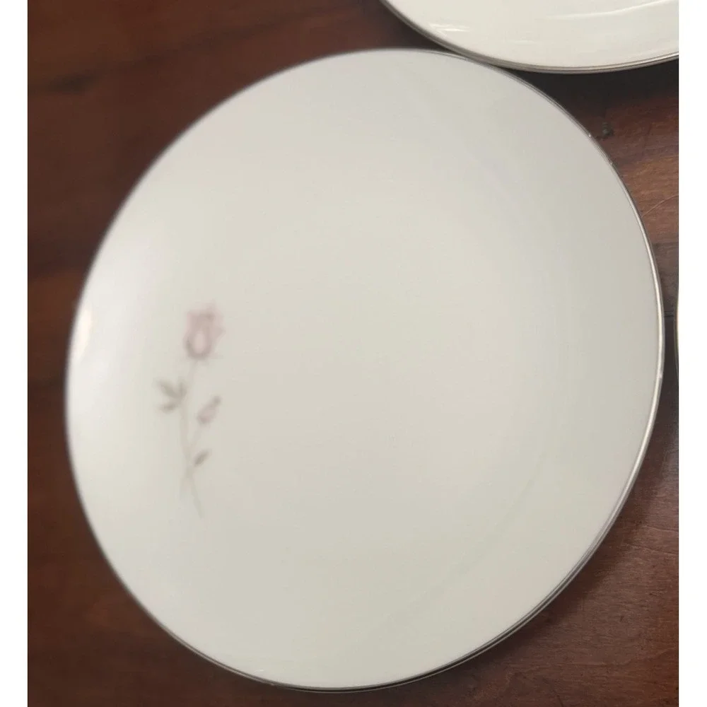 Lot of 5 Vintage Noritake Pasadena 6311 Bread & Butter Plates‎ Pink Rose Trim